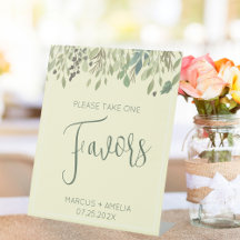 Modern Cream & Eucalyptus Wedding Favors 