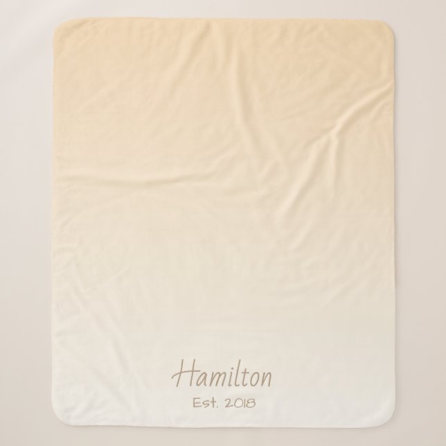 Modern Cream Gradient & Family Name Sherpa Blanket (Front)