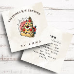 Modern Cream Marble Funny Cool Pizza Tattoo Artist Square Business Card<br><div class="desc">These cool business cards would be perfect for tattoo artist / salon. Easily add your own name and other info by clicking on the "personalize this template" option. If you need help with personalization or have design related questions,  please do not hesitate to contact us.</div>