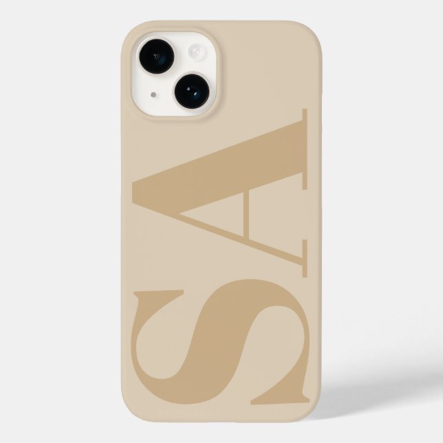 Modern cream natural initial minimal contemporary  Case-Mate iPhone case (Back)