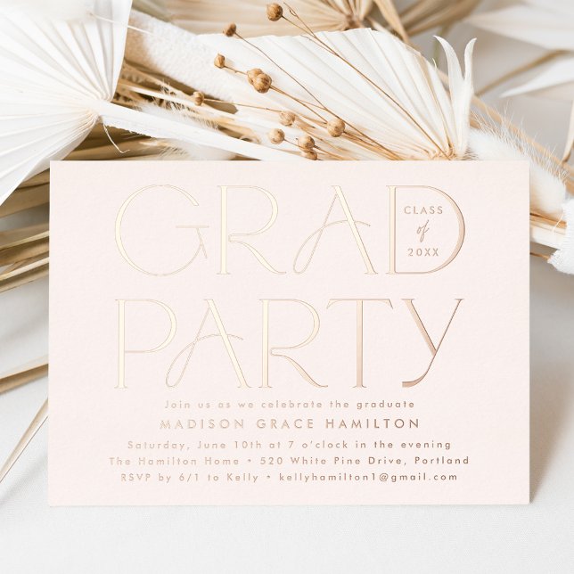 Modern Cream Rose Gold Typography Graduation Party (Creator Uploaded)
