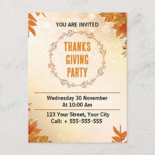 Modern Cream Thanksgiving Party Postcard