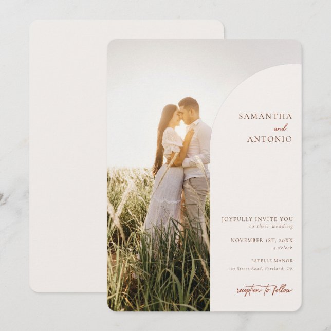 Modern Cream Wedding Invitation (Front/Back)