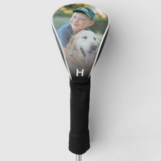 Modern Create Your Own Photo Initial Monogram Golf Head Cover (Front)