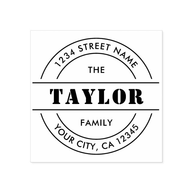MODERN Create Your Own Round Return Address Rubber Stamp (Imprint)