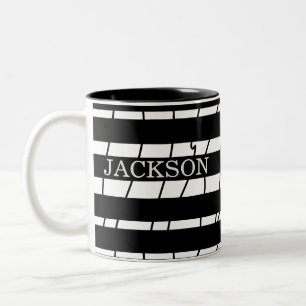 Modern Create Your Own Typography Black Stripes Two-Tone Coffee Mug