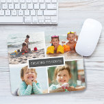 Modern Creating Memories Family Photo Collage Mouse Pad<br><div class="desc">Modern 4 photos on a grid with "creating memories" in the center overlaying charcoal rectangle box.</div>