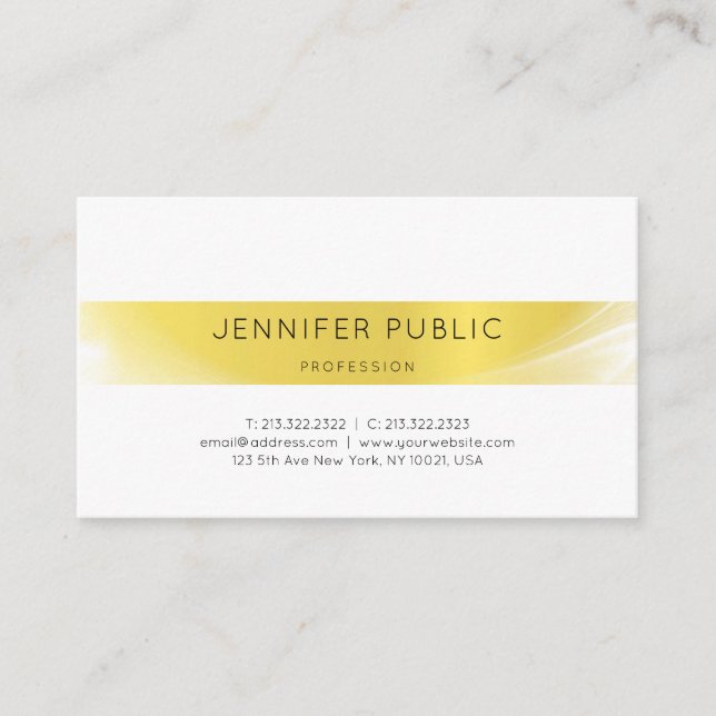Modern Creative Minimalistic Design Gold Luxury Business Card (Front)