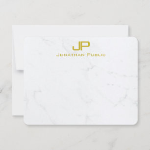 Modern Creative Monogram Gold White Marble Trendy Card