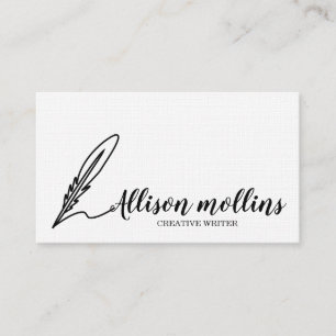 Modern Creative Writer Feather Logo Business Card
