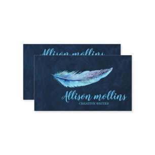 Modern Creative Writer Feather Logo Business Card