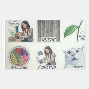 Modern Creator & Nature Sticker Sheet - Funny Cat 