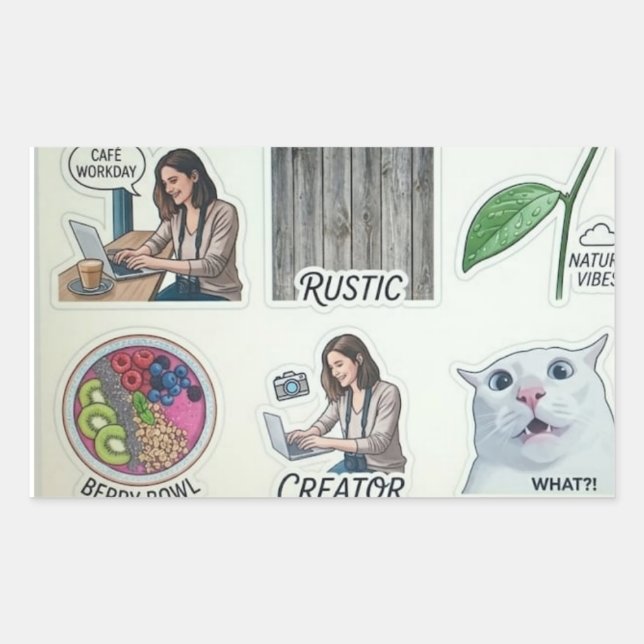 Modern Creator & Nature Sticker Sheet - Funny Cat  (Front)