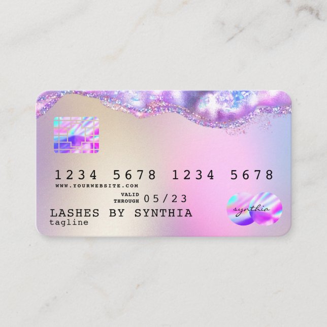 Modern Credit Card Styled Opal Iridescent (Front)