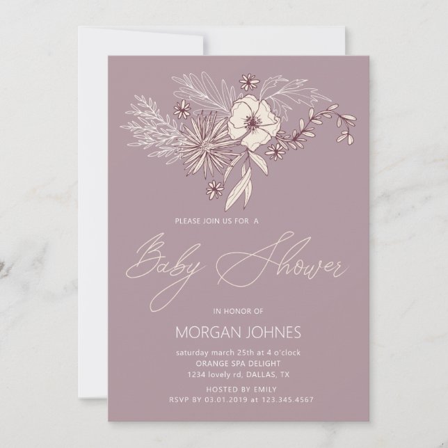 Modern Creme Floral Baby Shower Invitation (Front)