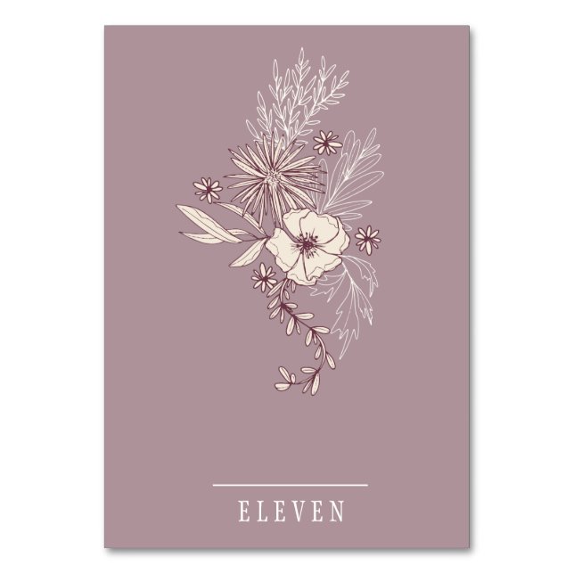 Modern Creme Floral Wedding Table Card (Front)