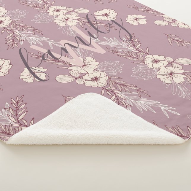 Modern creme stencil floral monogram sherpa blanket (3/4)