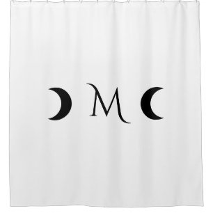 Modern Crescent Moons Black and White Monogram