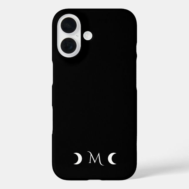 Modern Crescent Moons Black and White Monogram Case-Mate iPhone Case (Back)