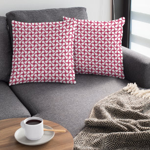 Modern Crimson Red Geometric Pattern Throw Pillow