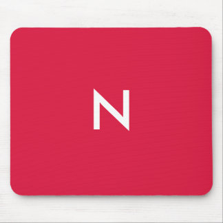 Modern Crimson Red Minimalist Monogram Initial Mouse Pad