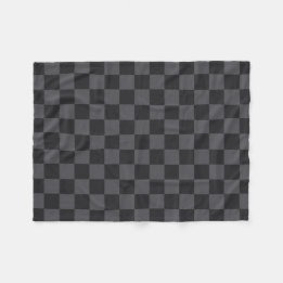 Modern Croatian Black Grey Chequered Pattern Fleece Blanket