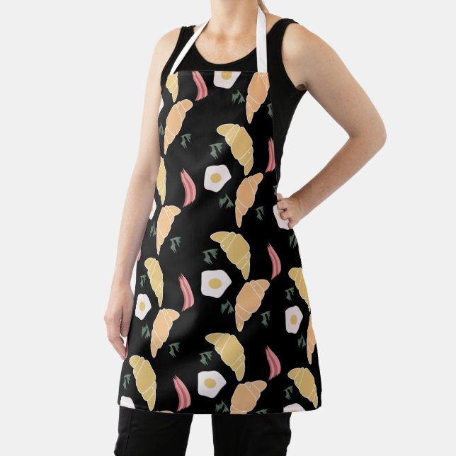 Modern Croissant Breakfast Pattern Apron (Insitu)