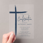 Modern Cross Boys Confirmation Invitation<br><div class="desc">This modern blue confirmation invitation features a stylish cross design,  perfect for celebrating this special religious milestone. The navy blue colour scheme makes it ideal for a young boy's confirmation ceremony. The simple yet sophisticated design is sure to impress guests and set the tone for a memorable event.</div>