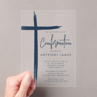 Modern Cross Boys Confirmation Invitation