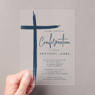 Modern Cross Boys Confirmation Invitation