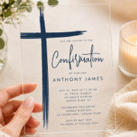 Modern Cross Boys Confirmation Invitation
