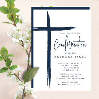 Modern Cross Boys Confirmation Invitation