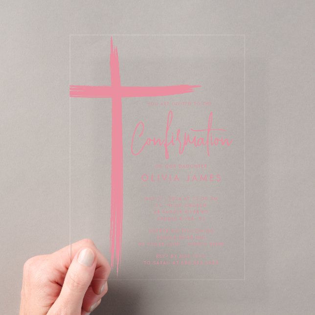 Modern Cross Girls Confirmation Invitation (Insitu (Handheld))