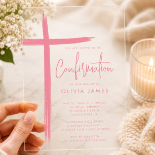 Modern Cross Girls Confirmation Invitation