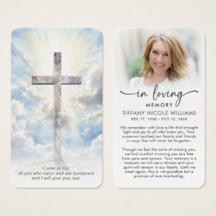 Modern Cross In Loving Memory Prayer Cards