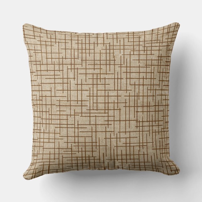 Modern Crosshatch burlap texture pattern Throw Pillow (Back)