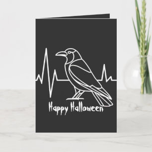 Modern Crow & heart rate, minimalist,Halloween  Card