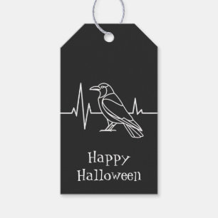 Modern Crow & heart rate, minimalist,Halloween Gift Tags