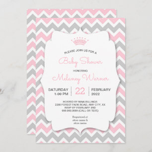 Modern Crown Girl Baby Shower Invitations