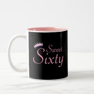 Modern Crown Sweet Sixty on Black Two-Tone Coffee Mug