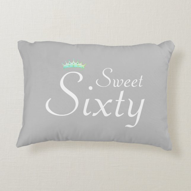 Modern Crown Sweet Sixty on Silver Grey Accent Pillow (Back)