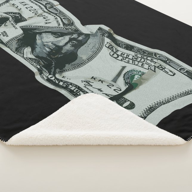 Modern Crumpled $100 Bill Design Sherpa Blanket (3/4)