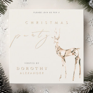 Modern Crystal Reindeer Neutral Christmas Party Invitation