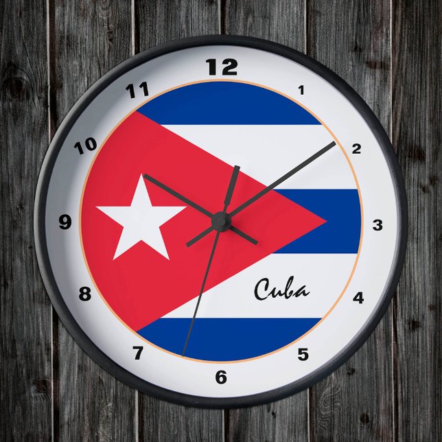 Modern Cuban Flag, Cuba trendy Home / design Round Clock (Creator Uploaded)