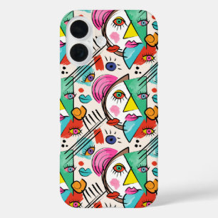 Modern Cubism Abstract Artsy Female Faces Art iPhone 16 Case
