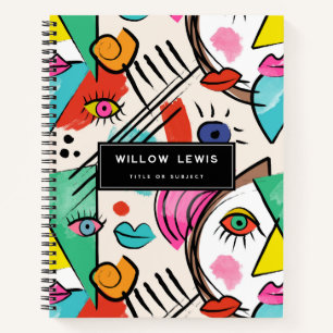 Modern Cubism Abstract Artsy Female Faces Notebook