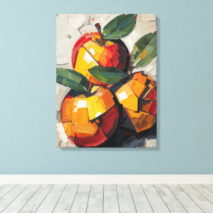 Modern Cubism Apple Canvas Art – Vibrant Abstract 