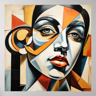 Modern Cubism Female Face Picasso Style Abstract  Poster