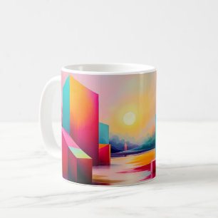 Modern Cubist City Sunrise Coffee Mug