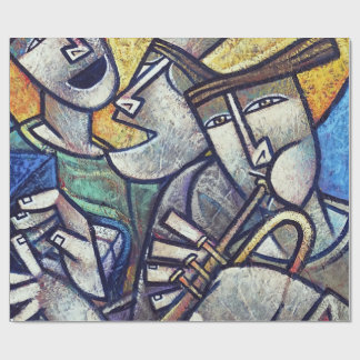 Modern Cubist Jazz Musicians Art Wrapping Paper